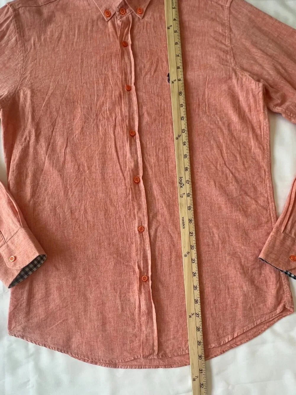 VTG Polo Ralph Lauren 100% Linen USA Made Orange Coral Size L Shirt Y2K
